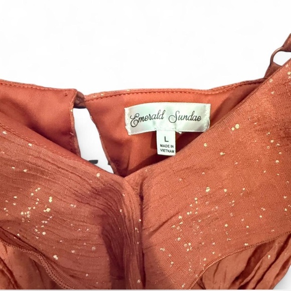 Rust Ruffle Mini Dress - Picture 3 of 5